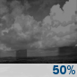 Monday Night: A 50 percent chance of showers.  Increasing clouds, with a low around 51. Southwest wind 8 to 10 mph, with gusts as high as 24 mph. 