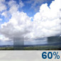 Saturday: Showers likely, with thunderstorms also possible after 2pm.  Mostly sunny, with a high near 67. South southwest wind 9 to 18 mph, with gusts as high as 31 mph.  Chance of precipitation is 60%. New rainfall amounts of less than a tenth of an inch, except higher amounts possible in thunderstorms. 