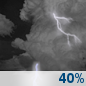 Thursday Night: A chance of showers and thunderstorms, mainly before 11pm. Mostly cloudy, with a low around 66. Chance of precipitation is 40%. New rainfall amounts of less than a tenth of an inch, except higher amounts possible in thunderstorms. Thursday Night: A chance of showers and thunderstorms, mainly before 11pm. Mostly cloudy, with a low around 66. Chance of precipitation is 40%. New rainfall amounts of less than a tenth of an inch, except higher amounts possible in thunderstorms.